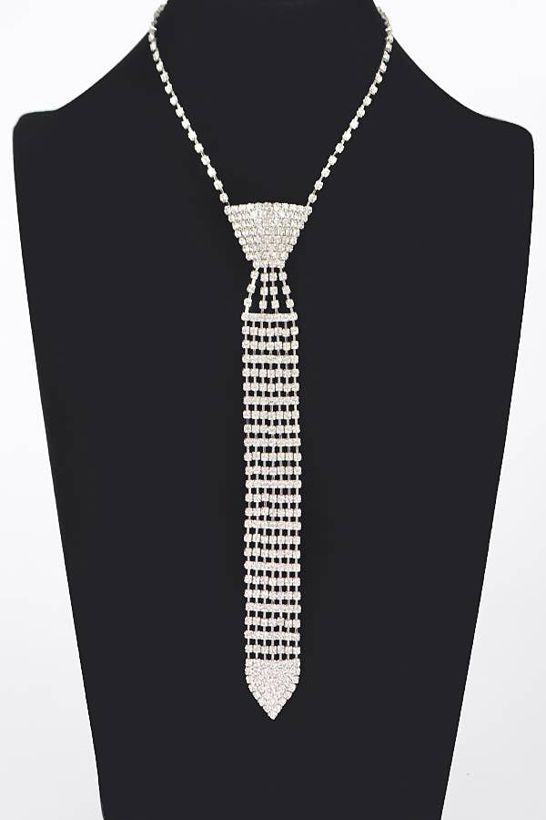 Rhinestone Necktie Necklace
