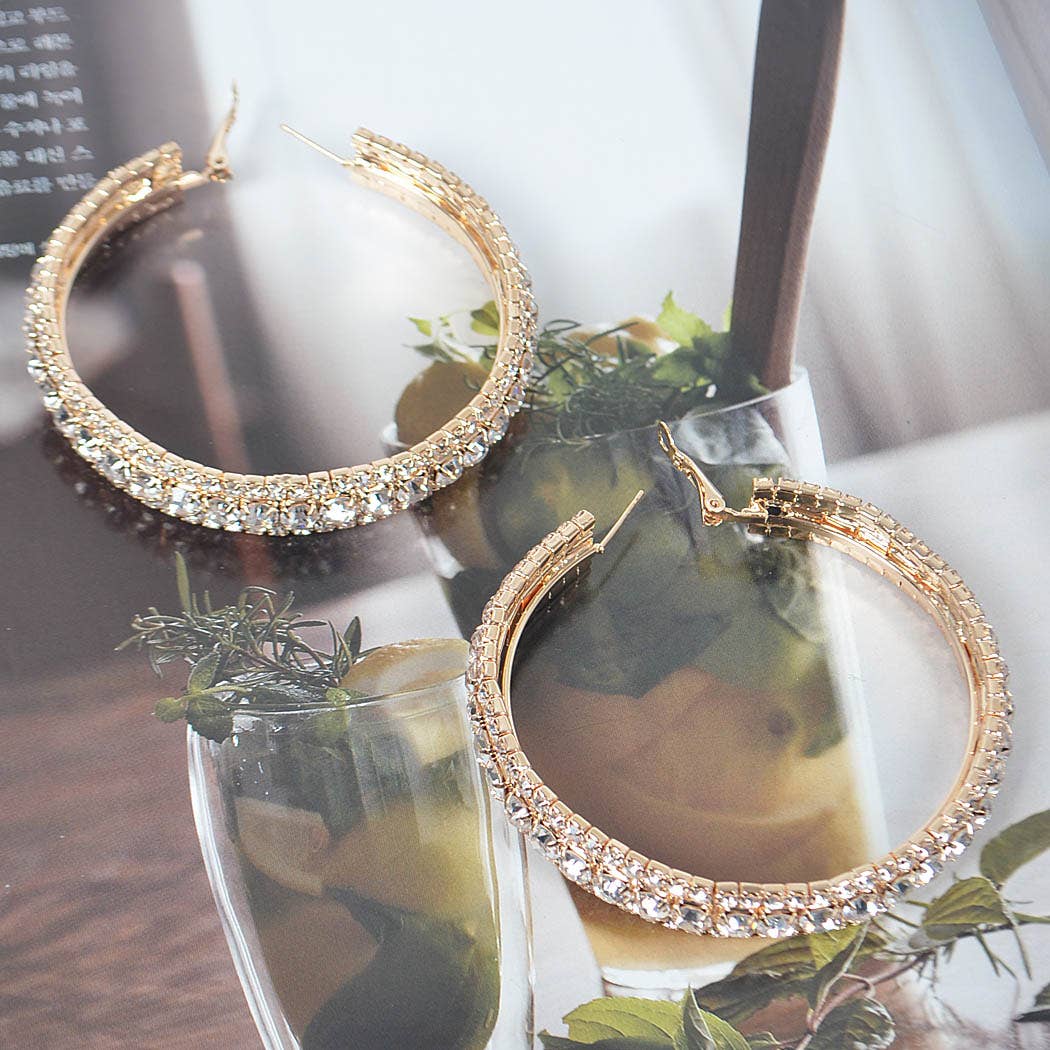 Multi Rhinestone 60mm Hoop Earring