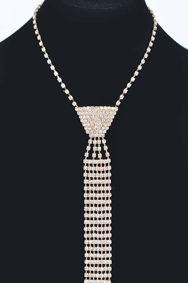 Rhinestone Necktie Necklace
