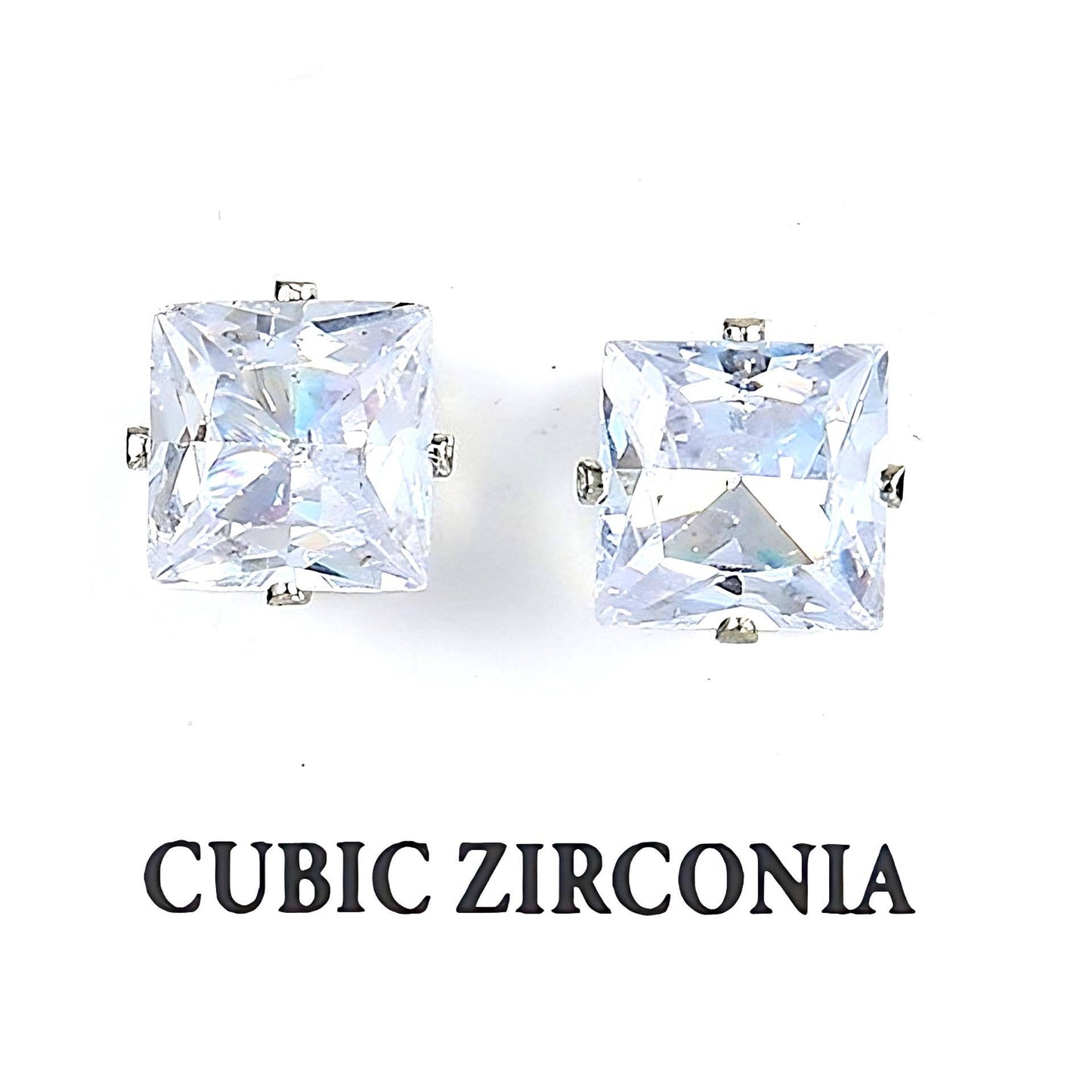 Sqaure Dazzling Halo Cubic Zirconia Earrings