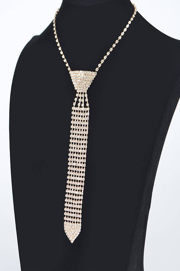 Rhinestone Necktie Necklace