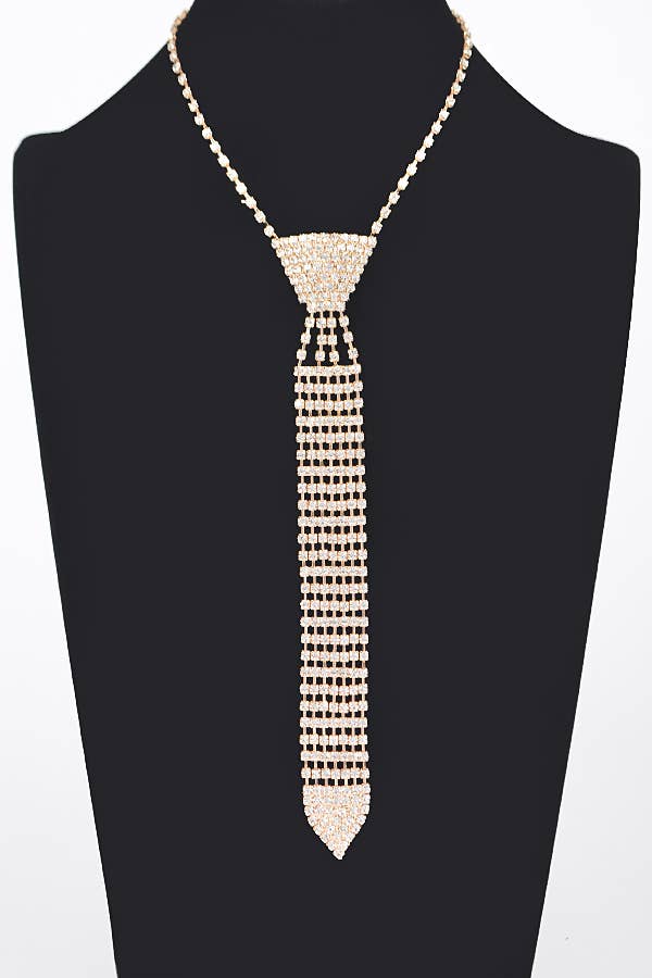 Rhinestone Necktie Necklace