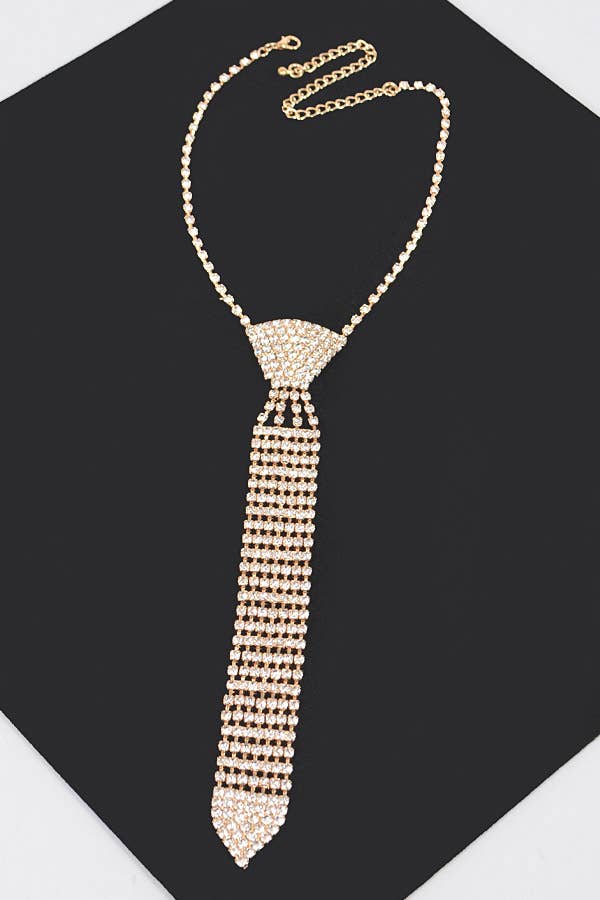 Rhinestone Necktie Necklace