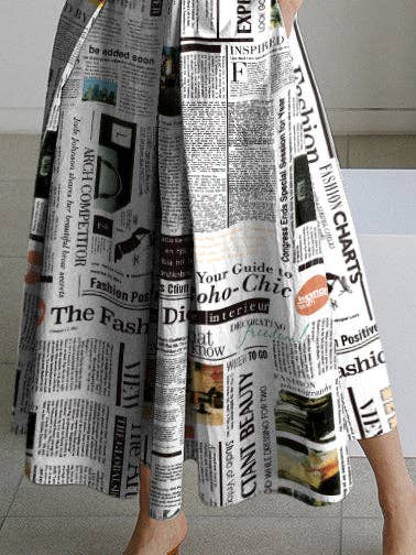 Long Sleeves Loose Letter Print Lapel Collar Midi Dress