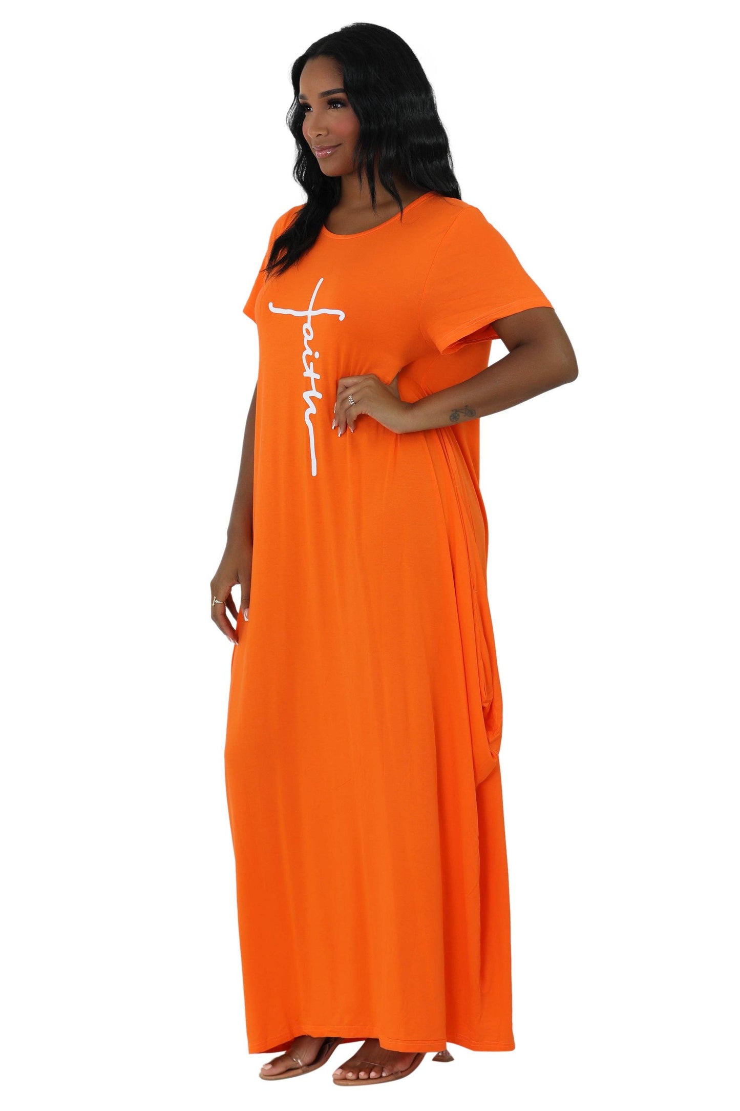 Long "Faith" Knitted Short Sleeve Dress