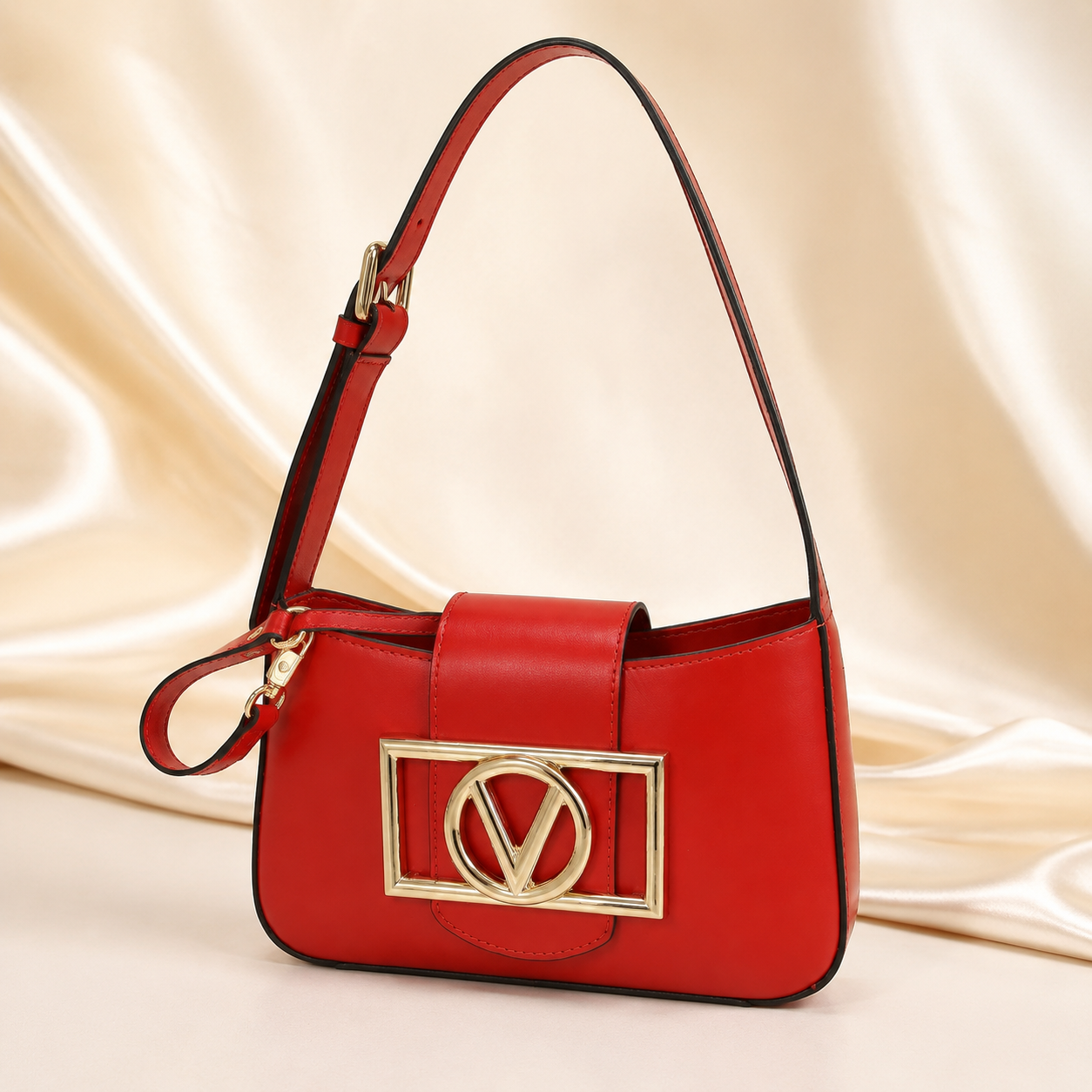 Valentino Red V-Logo Shoulder Bag