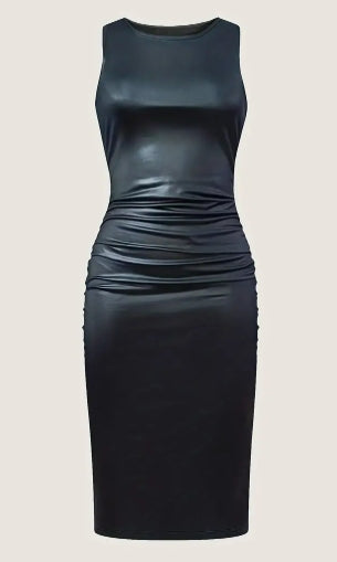 Faux Leather Body Con Dress