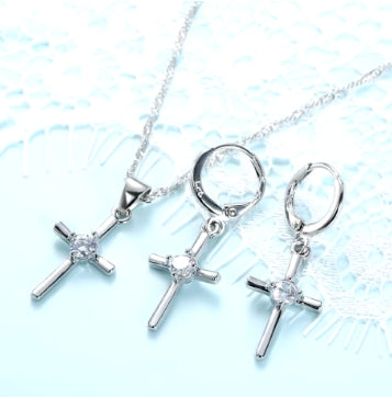 Cross Necklace and Earring Set