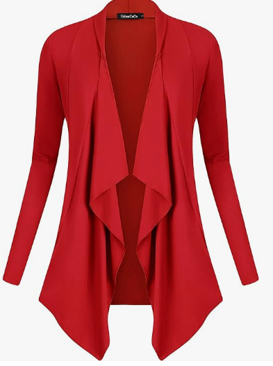 Long Sleeve Open Front Drape Cardigan