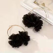 Lace Flower Circle Hanging Earrings