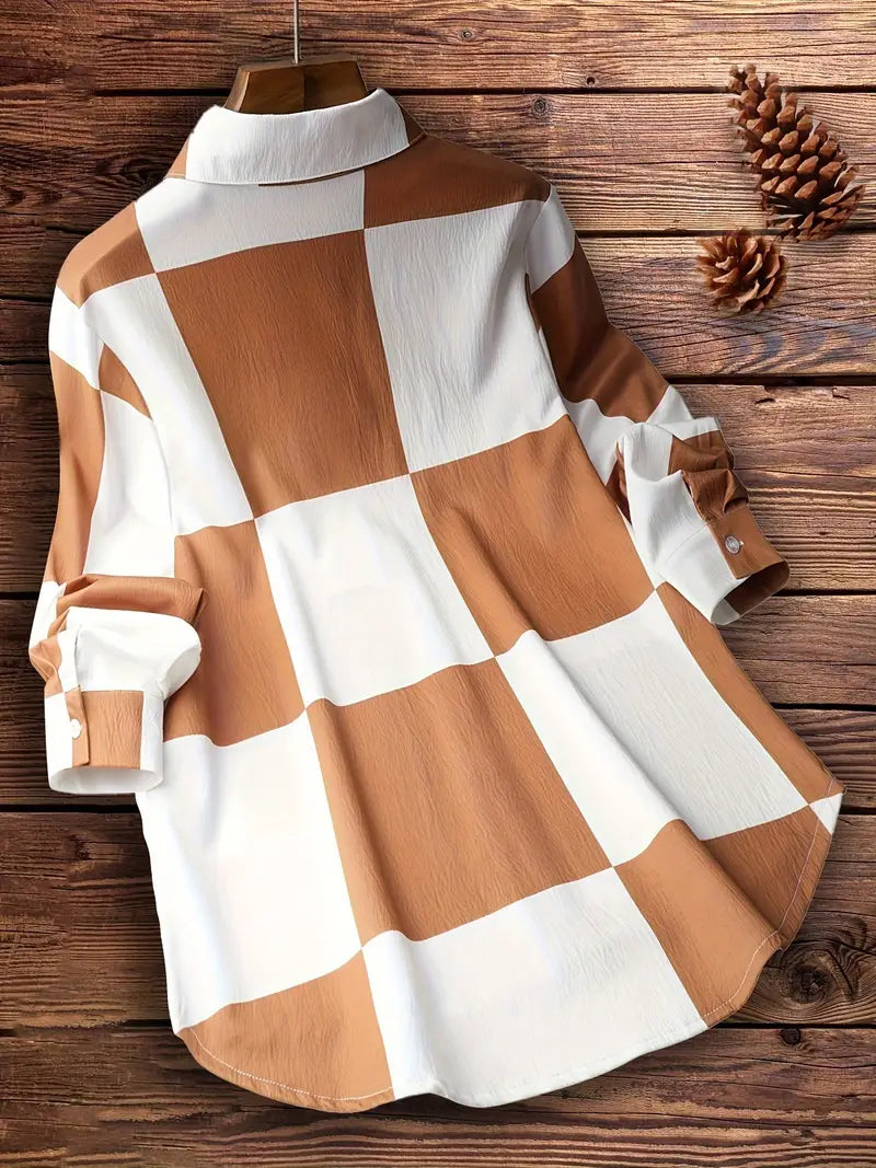 Long Sleeve Plaid Button-Down Shirt