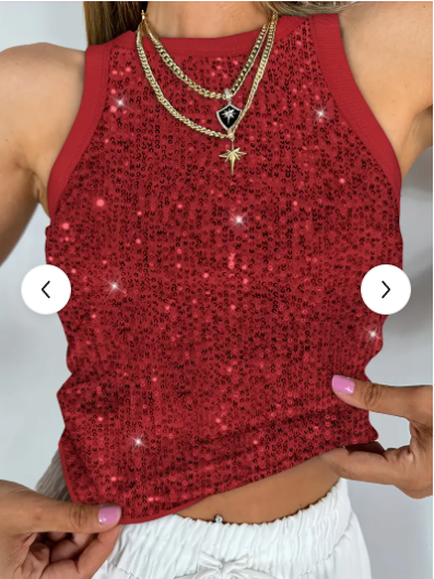 Red Sequin Tank Top