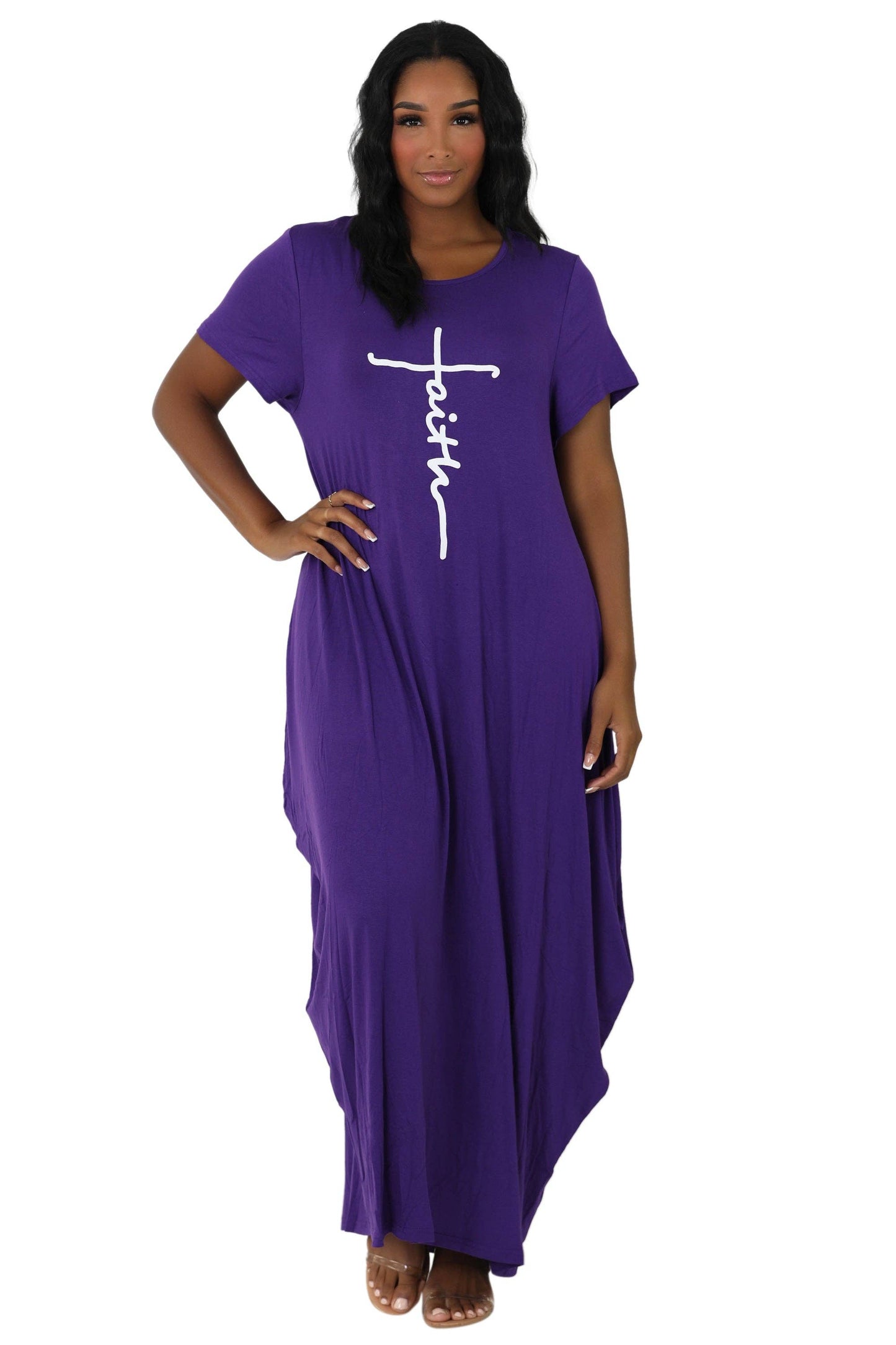 Long "Faith" Knitted Short Sleeve Dress