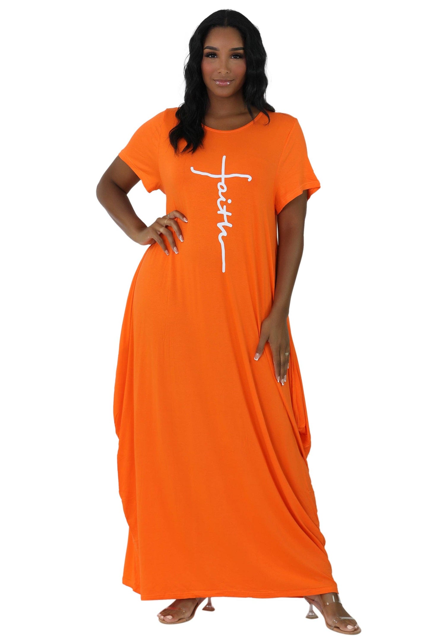 Long "Faith" Knitted Short Sleeve Dress