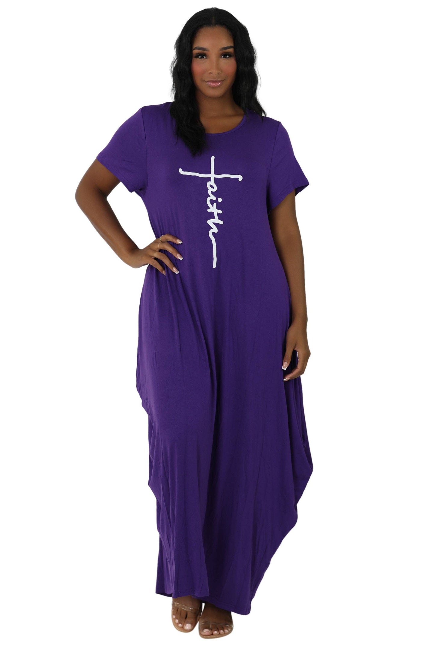 Long "Faith" Knitted Short Sleeve Dress