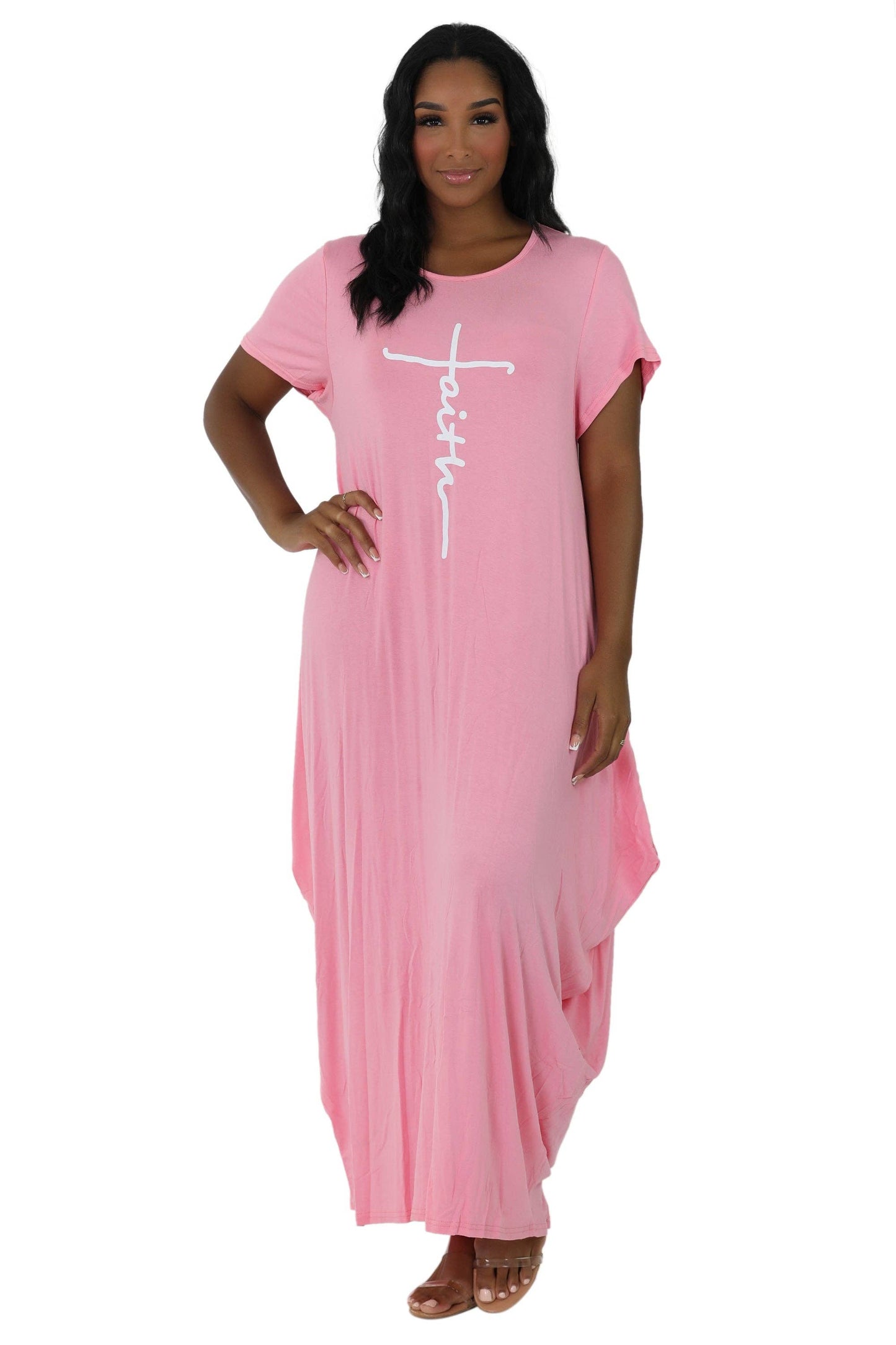 Long "Faith" Knitted Short Sleeve Dress