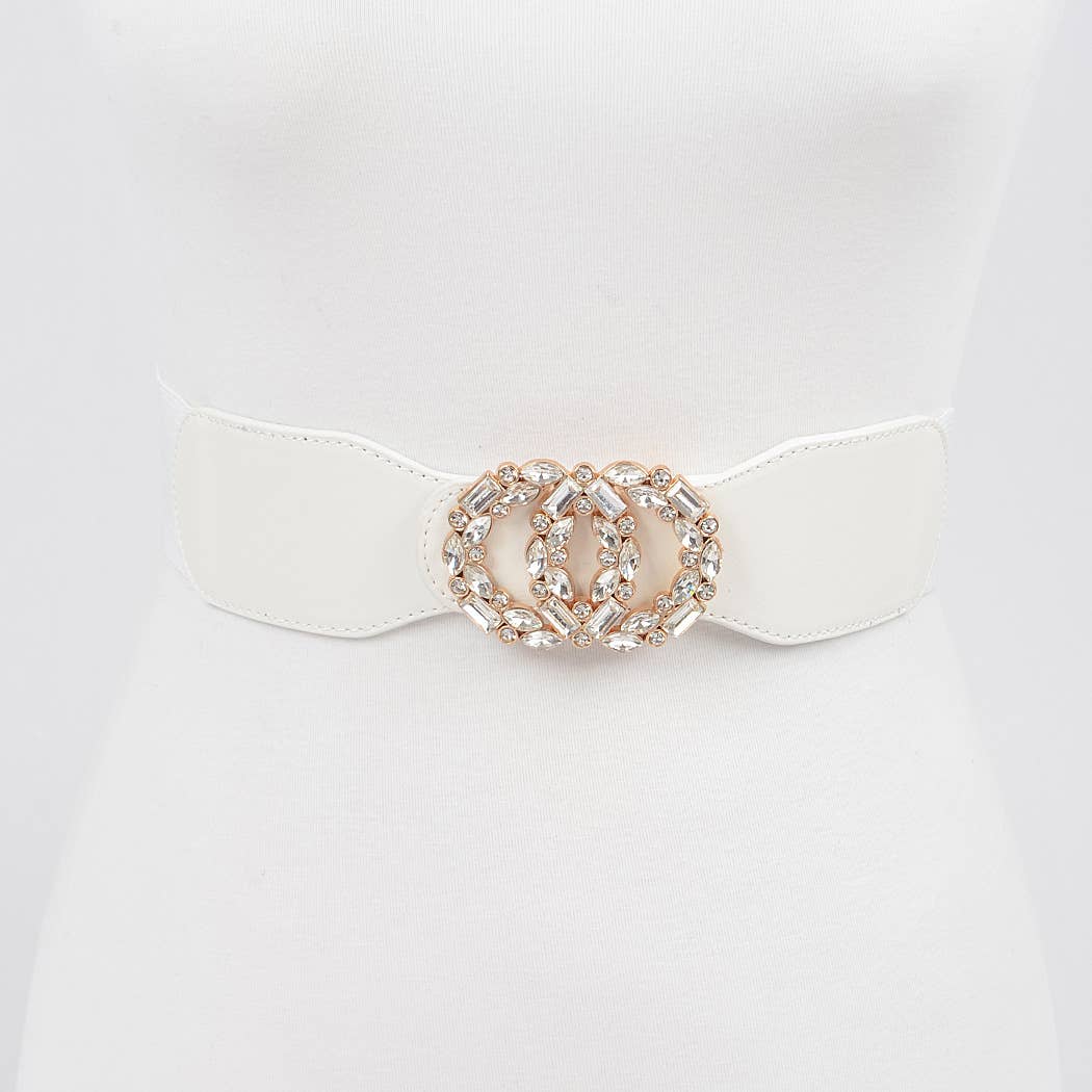 OO Rhinestone Buckle Plus Size Elastic Belt
