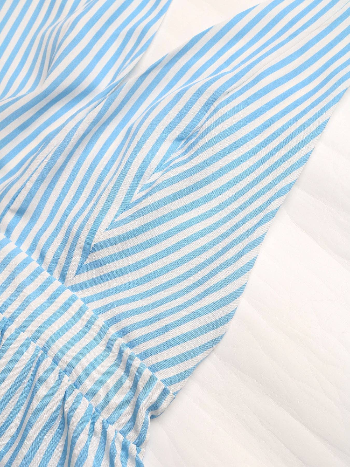 Striped V Neck Romper Backless Summer Vacation Outfit