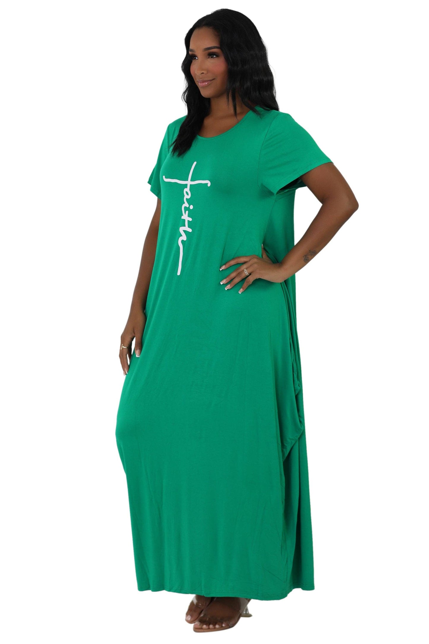 Long "Faith" Knitted Short Sleeve Dress