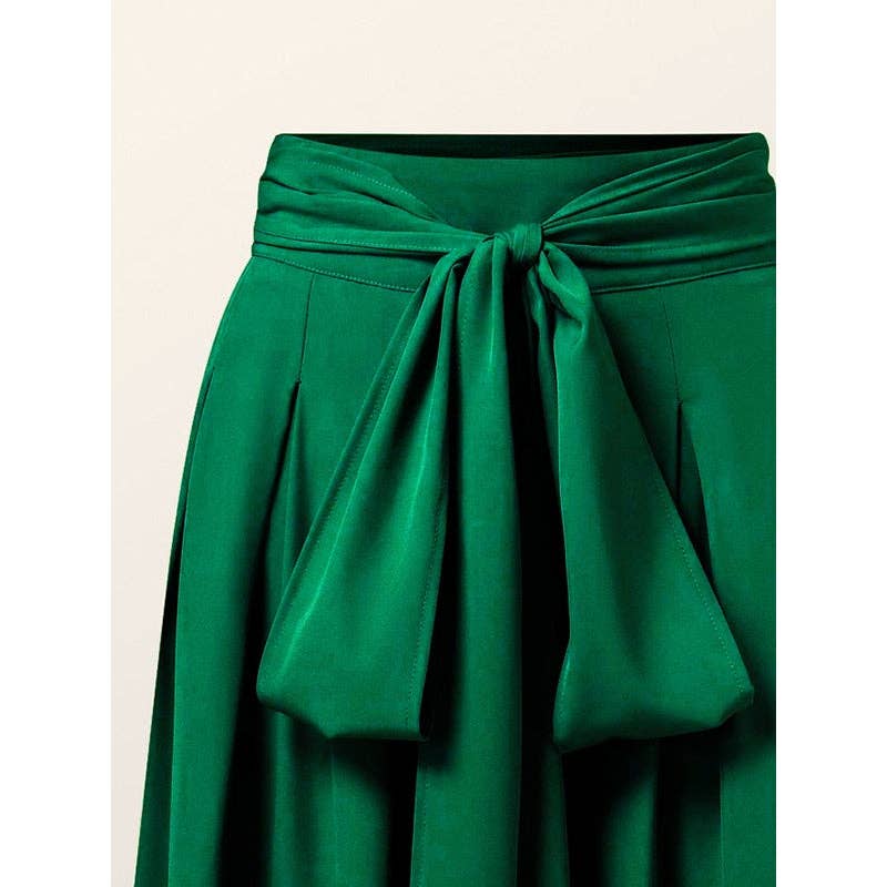 Loose Wide Leg Pleated Tied Waist Pants
