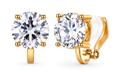 Round Solitaire Crystal Clip-On Earrings