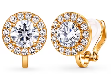 Round Halo Crystal Clip-On Earrings