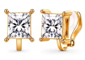 Princess-Cut Crystal Clip-On Earrings