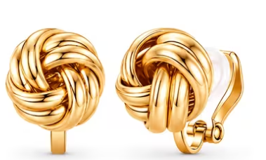 Gold Knot Clip-On Earrings