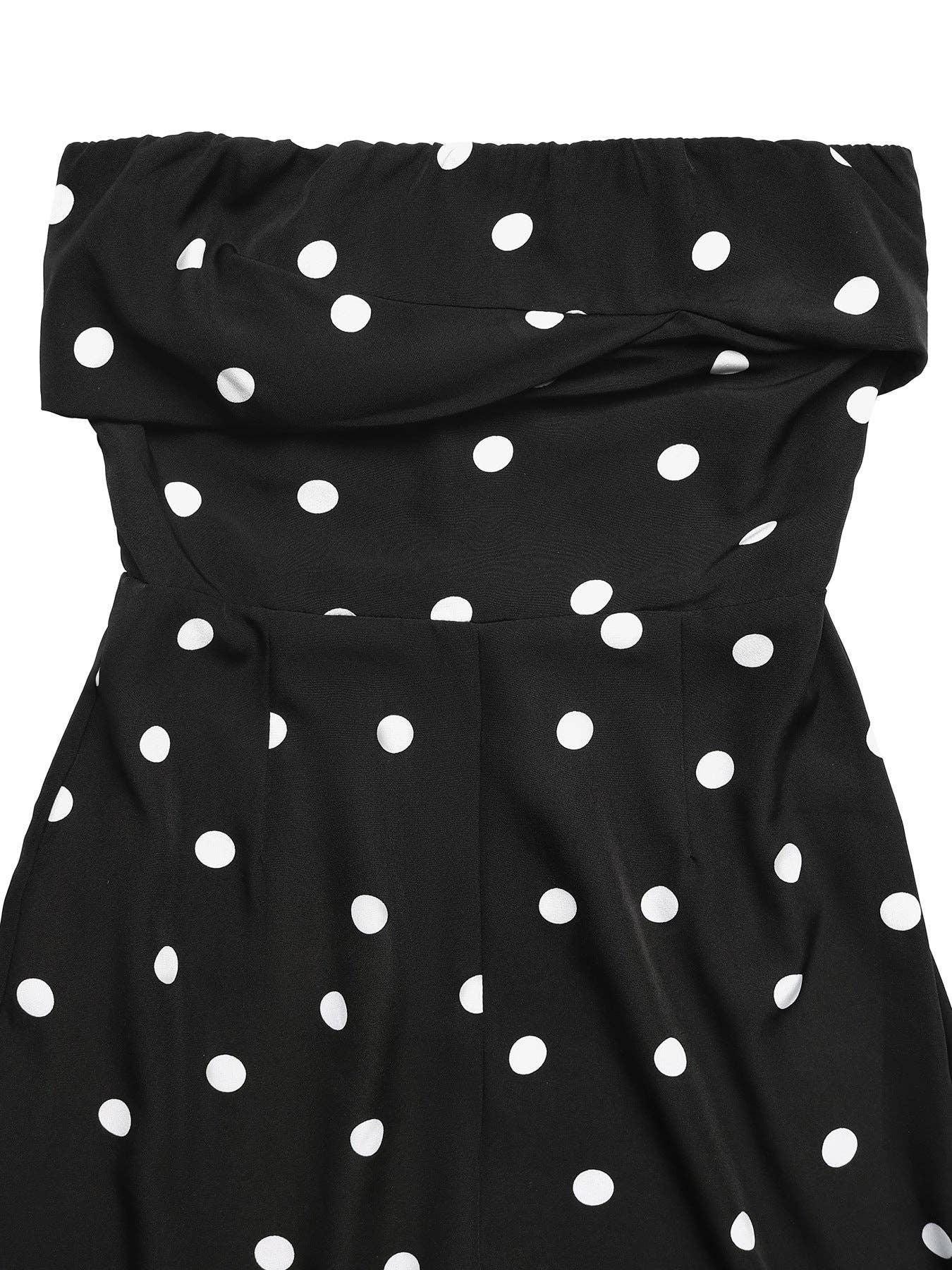 Polka Dot Strapless Wide Leg Jumpsuit Summer Outfit