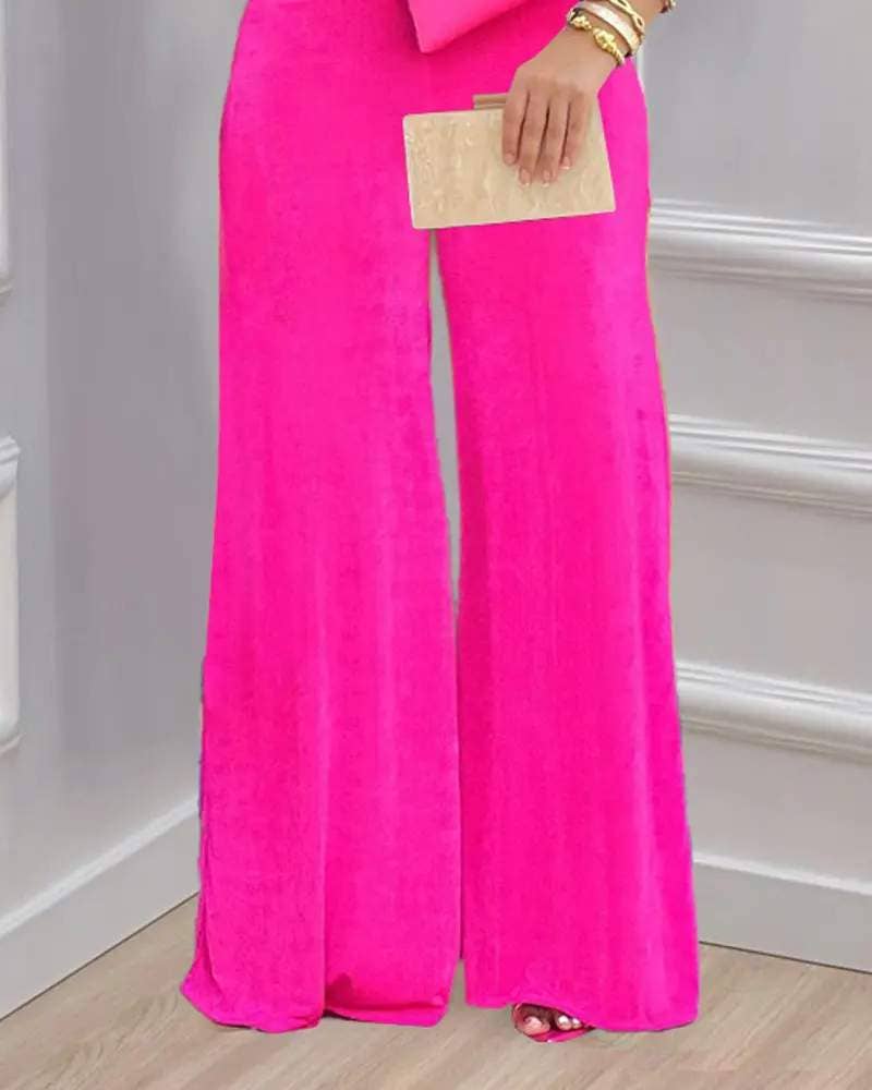 One-Shoulder Bow Detail Wide-Leg 2 PC