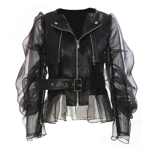Biker Jacket with Mesh Panels
