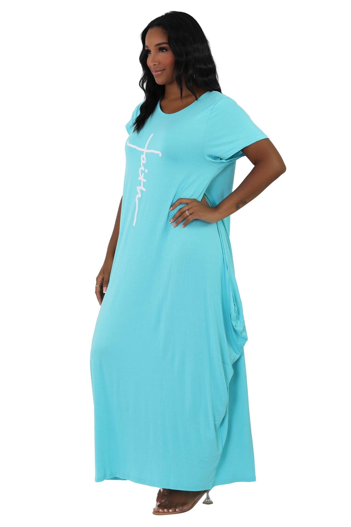 Long "Faith" Knitted Short Sleeve Dress