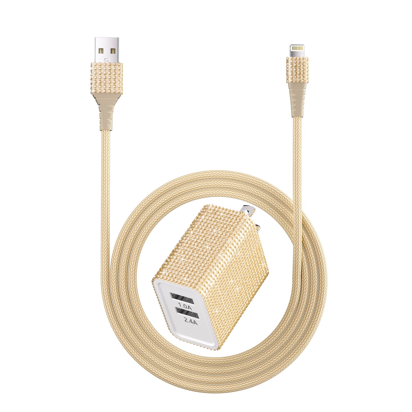 Bling Dual High-Speed Wall Charger Cable 6-ft Retail Pack