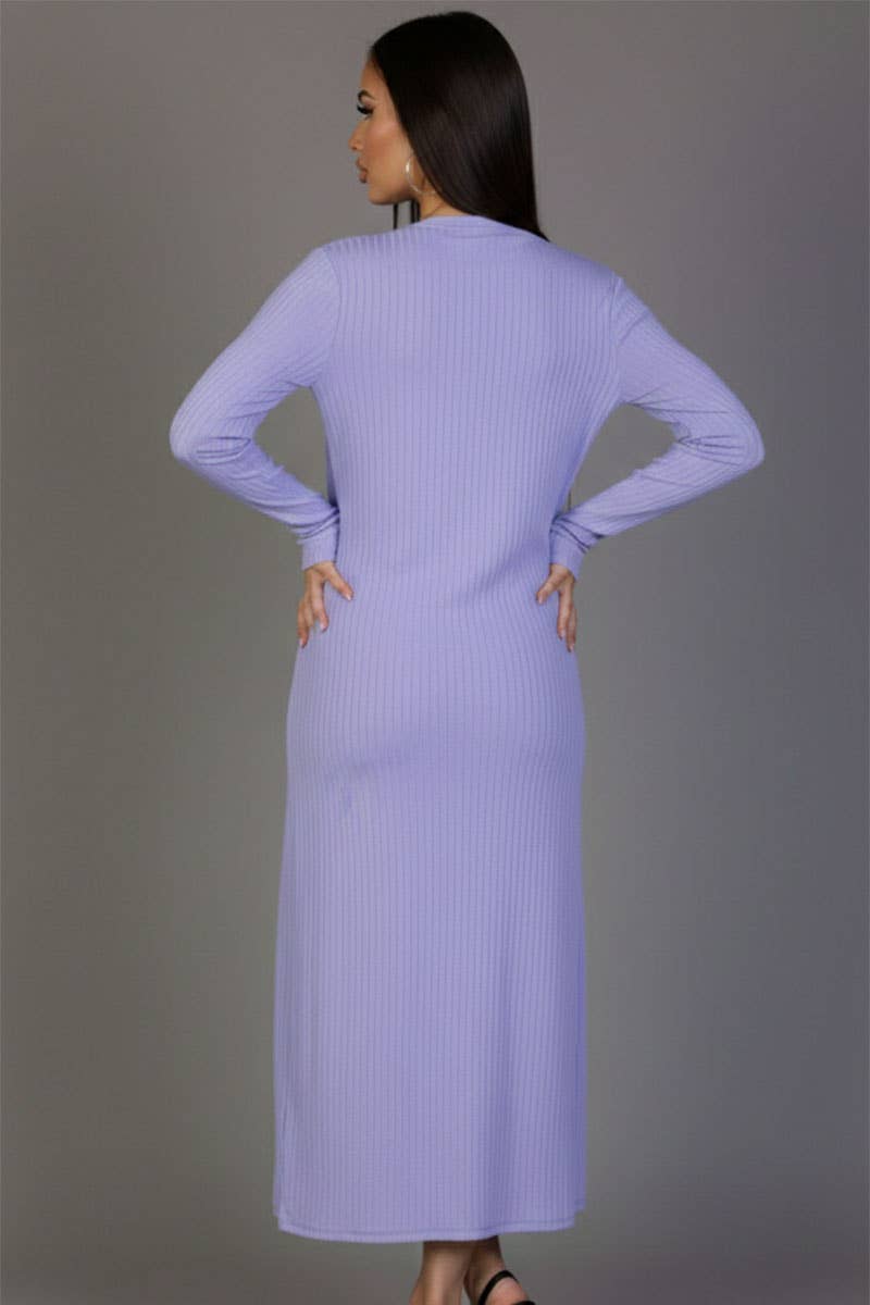 Ribbed Cardigan & Cami Midi Bodycon Dress