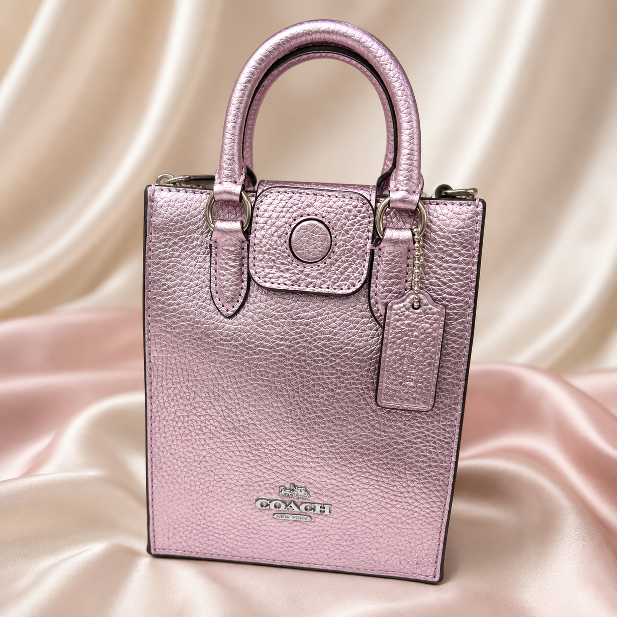 Metallic Pink Coach Mini Tote