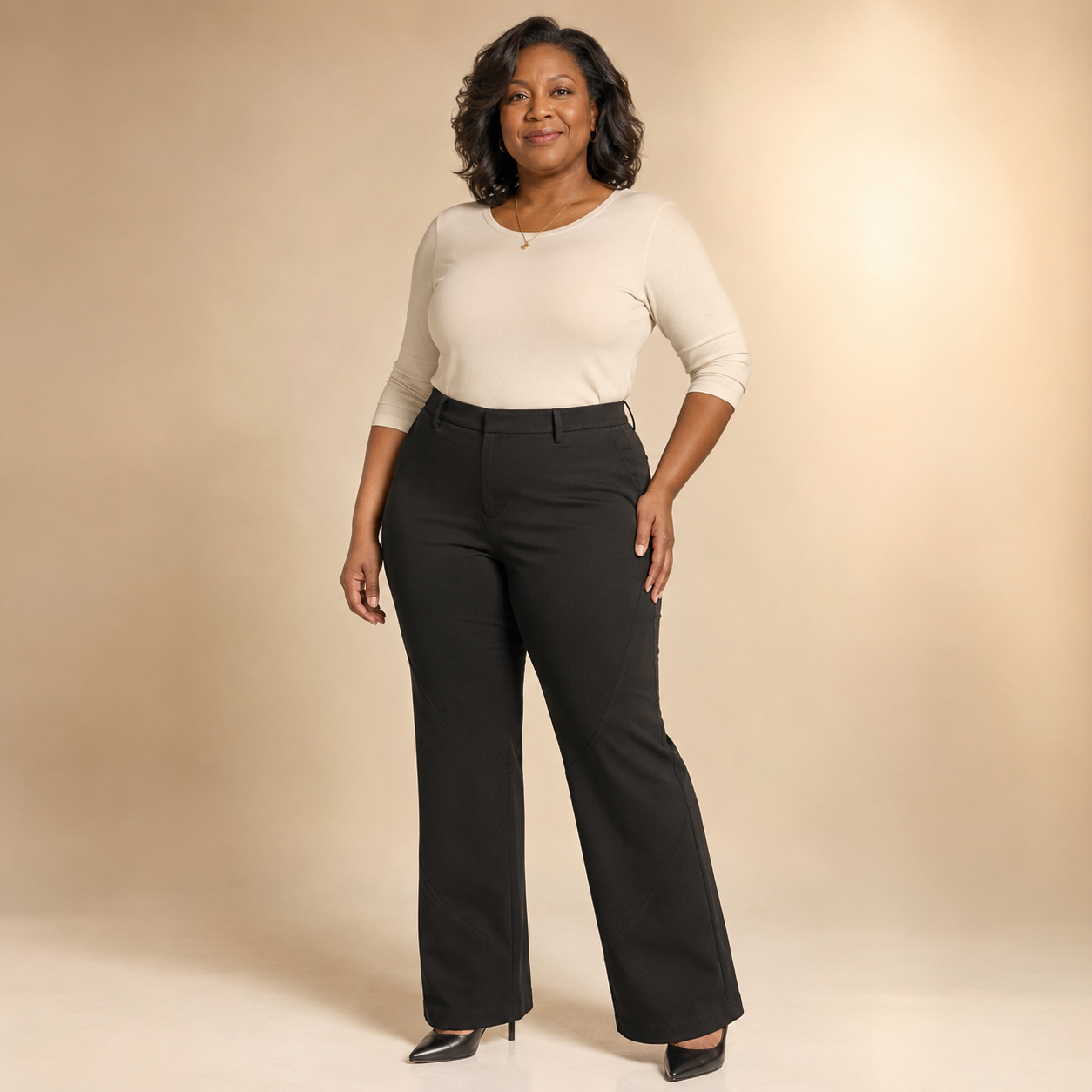 Lyssé Sculpting Knit Denim Wide-Leg Pants