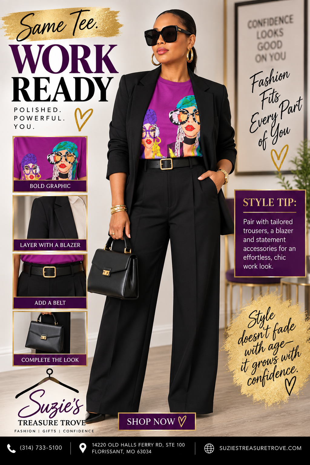 Street Style Fashion Graphic Tee – Purple Multi