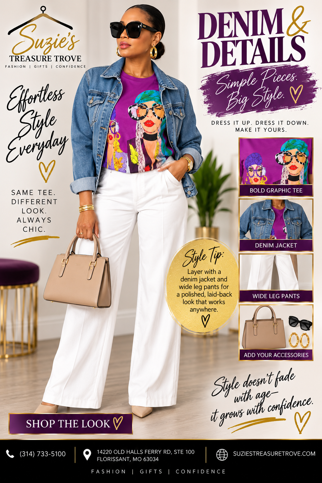 Street Style Fashion Graphic Tee – Purple Multi