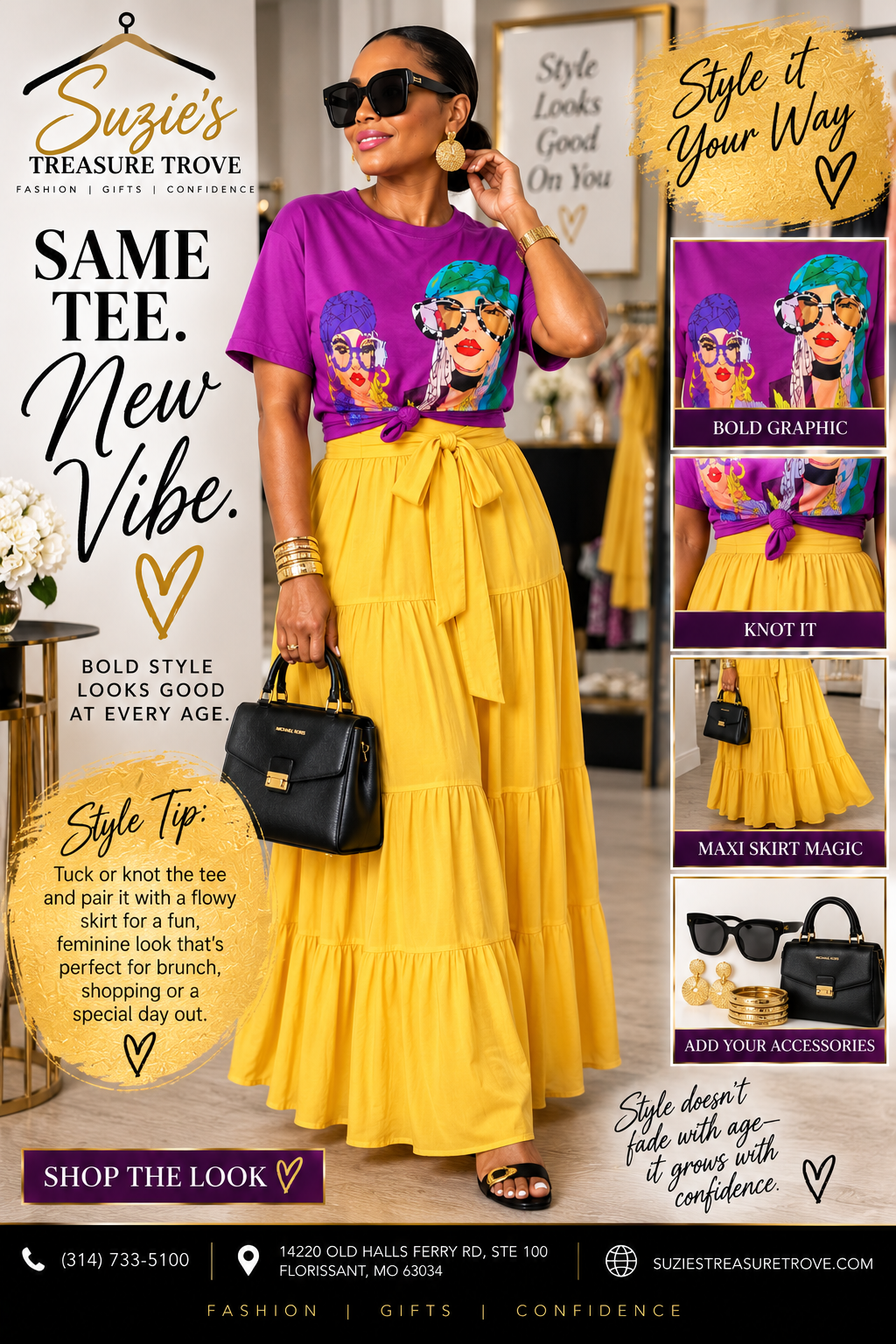 Street Style Fashion Graphic Tee – Purple Multi