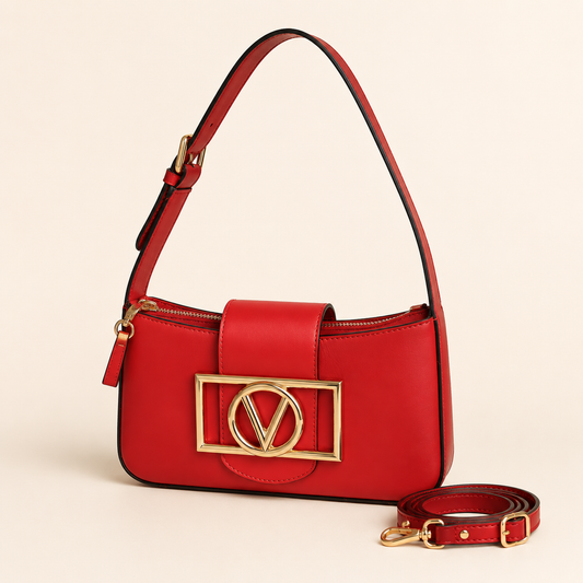 Valentino Red V-Logo Shoulder Bag