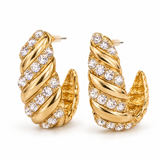 Golden Glam Rhinestone Hoop Earrings