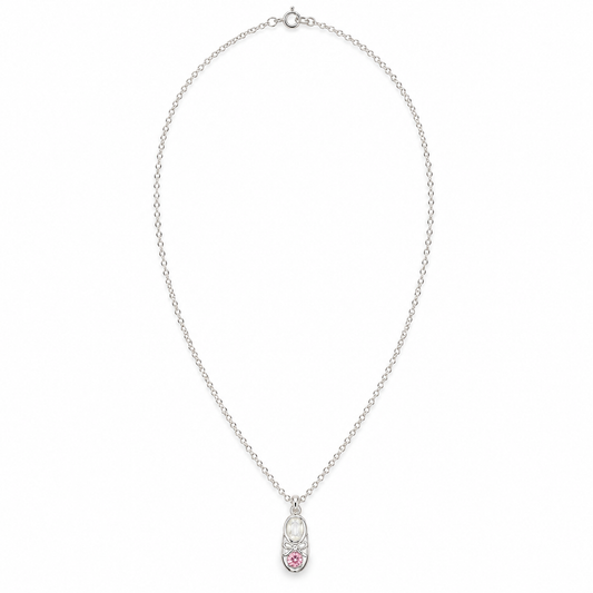 Tiny Steps Pink Sparkle Baby Shoe Necklace