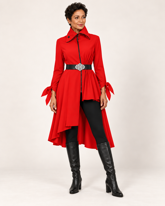 High Stand Collar Asymmetrical Jacket