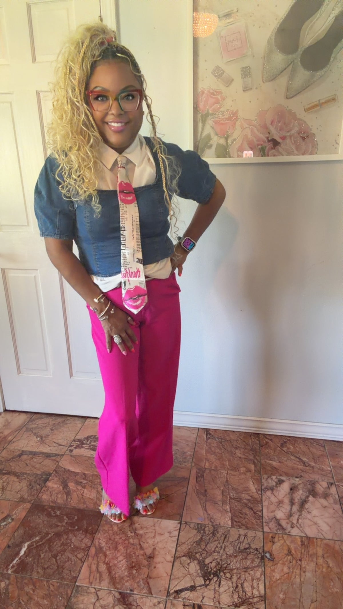 Pink Lip Thankful Tie