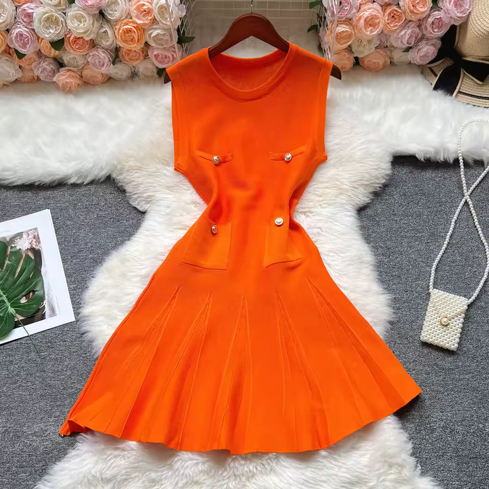 Pleated Short Dress