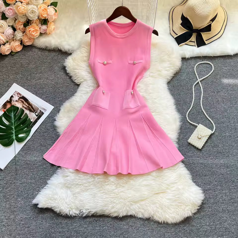 Pleated Short Dress