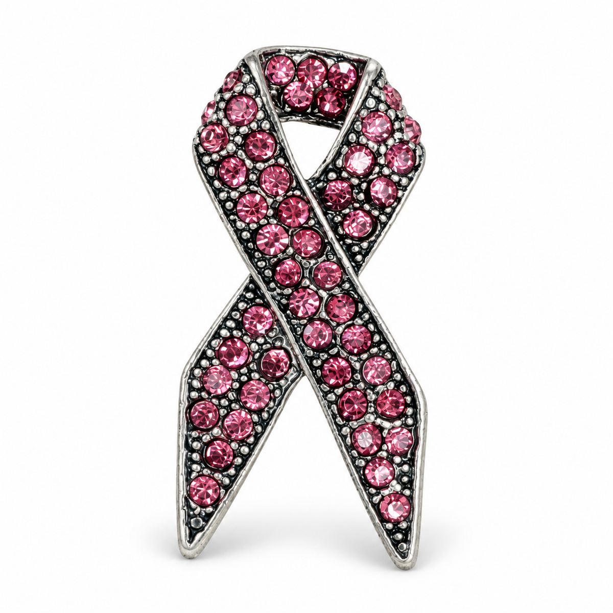 Pink Ribbon Rhinestone Brooch
