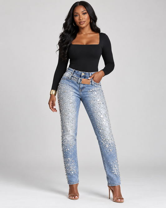 All Eyes on Me Rhinestone Jeans