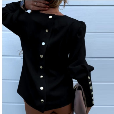 Blouse with Grouped Button Sleeves