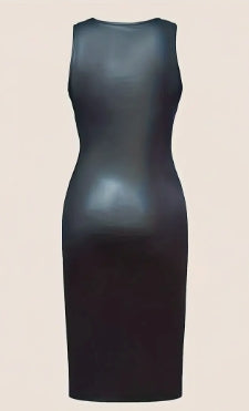 Faux Leather Body Con Dress